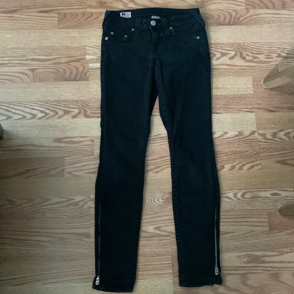 True Religion Black Jeans with Zipper Detail